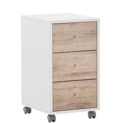 Wohnen Rollcontainer in Weiß und Wildeiche - Laganzo