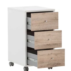 Wohnen Rollcontainer in Weiß und Wildeiche - Laganzo