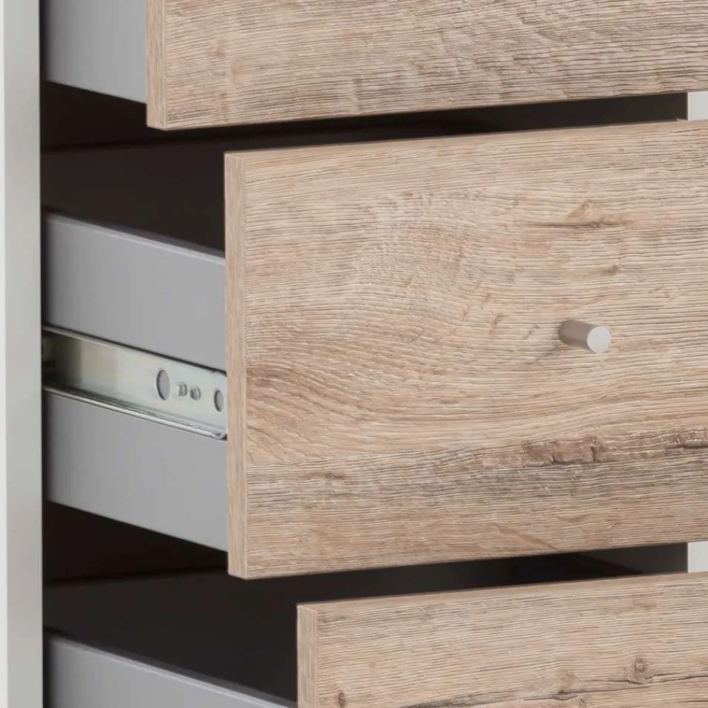 Wohnen Rollcontainer in Weiß und Wildeiche - Laganzo