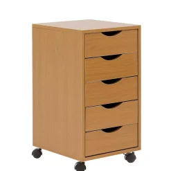Wohnen Rollcontainer mit 5 Schubladen in Buche - Livisica