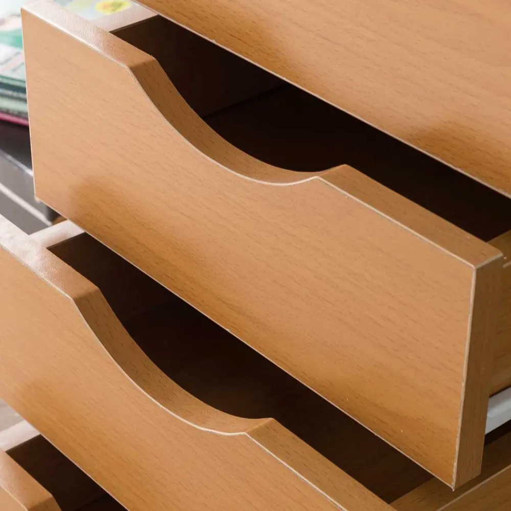 Wohnen Rollcontainer mit 5 Schubladen in Buche - Livisica