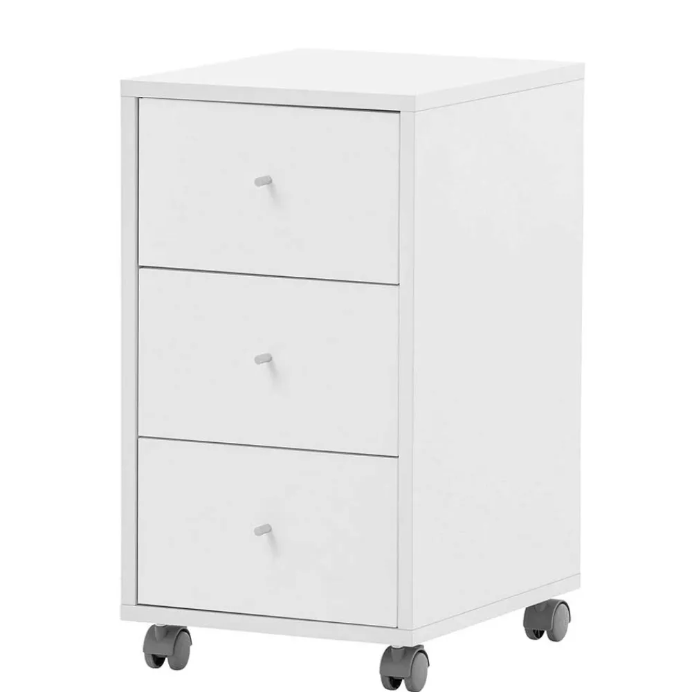 Wohnen Rollcontainer*Rollcontainer mit drei Schubladen in Weiß - Empire