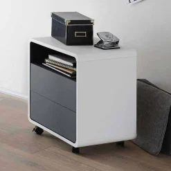 Wohnen Rollcontainer*Rollcontainer Mondsieur in Weiß Anthrazit