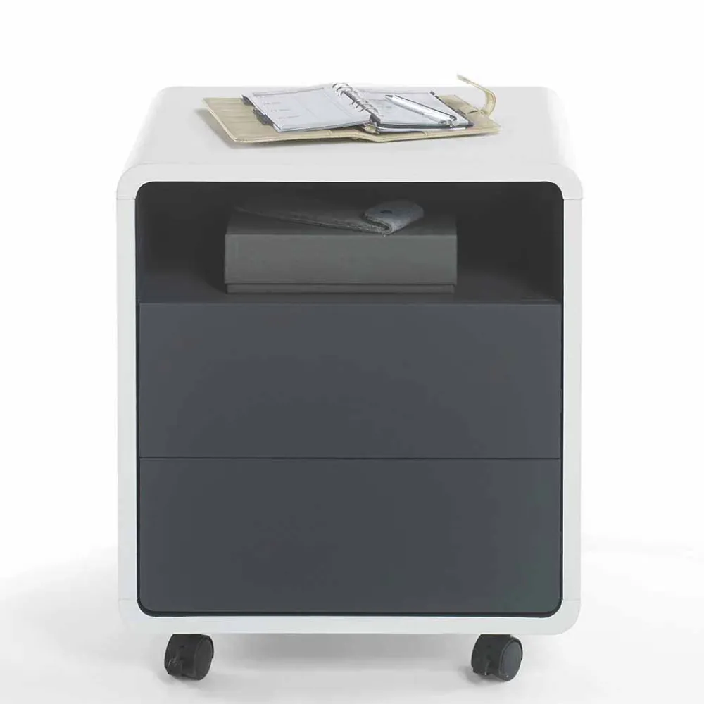 Wohnen Rollcontainer*Rollcontainer Mondsieur in Weiß Anthrazit