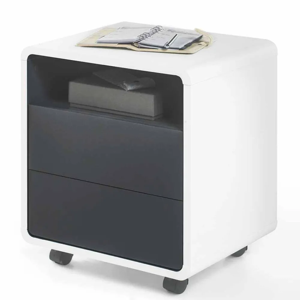 Wohnen Rollcontainer*Rollcontainer Mondsieur in Weiß Anthrazit