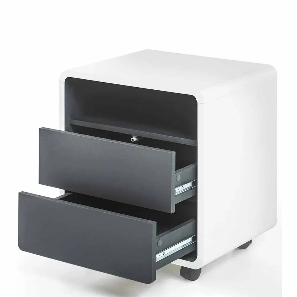 Wohnen Rollcontainer*Rollcontainer Mondsieur in Weiß Anthrazit