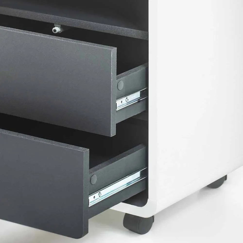 Wohnen Rollcontainer*Rollcontainer Mondsieur in Weiß Anthrazit