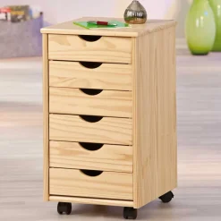 Wohnen Rollcontainer Nabrosia aus Kiefer Massivholz