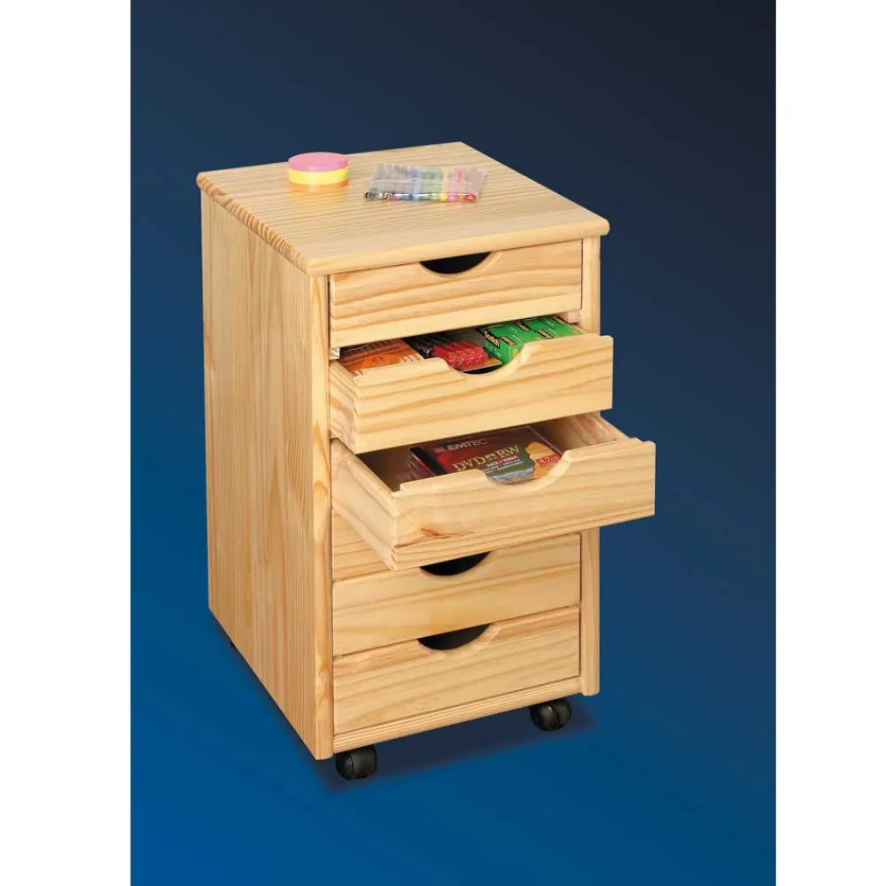 Wohnen Rollcontainer Nabrosia aus Kiefer Massivholz