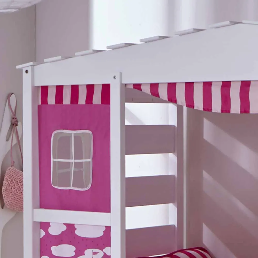 Kinder Wohnen Rosafarbenes Prinzessin-Kinderbett Mantua mit Stauraum