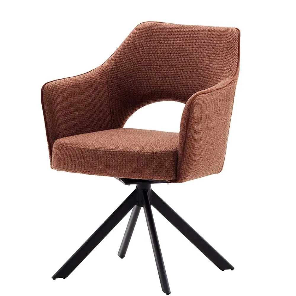 Wohnen Küchenstühle|Esszimmerstühle*Rostbrauner Polsterstuhl mit Armlehnen - Vlacoma (2er Set)