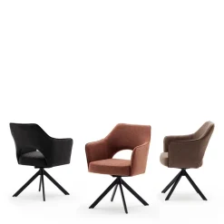 Wohnen Küchenstühle|Esszimmerstühle*Rostbrauner Polsterstuhl mit Armlehnen - Vlacoma (2er Set)