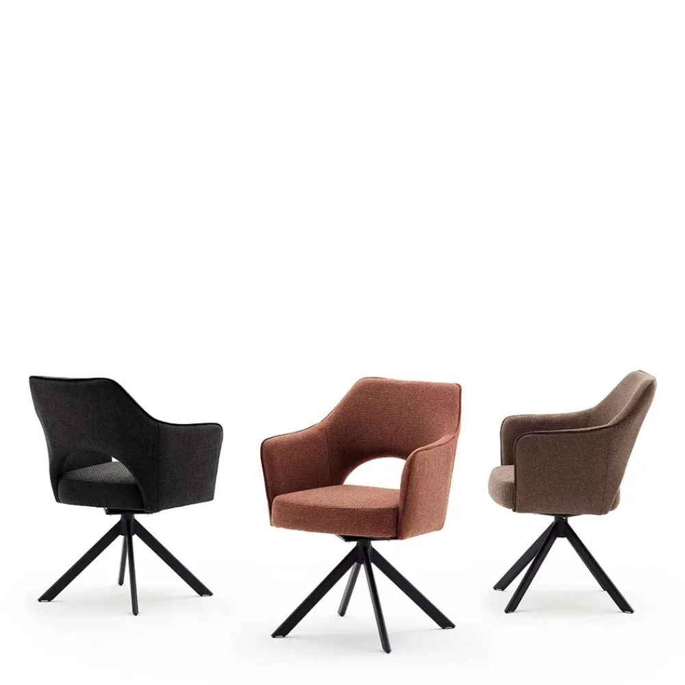 Wohnen Küchenstühle|Esszimmerstühle*Rostbrauner Polsterstuhl mit Armlehnen - Vlacoma (2er Set)