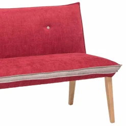 Wohnen Küchenbänke|Esszimmerbänke*Rote Esszimmerbank mit Rückenlehne Laudion & Massivholz Eiche