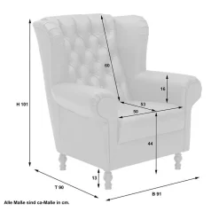 Wohnen Chesterfield Möbel|Braune Möbel*Roter Chesterfield-Sessel mit Ohren - Malisha