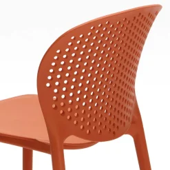 Wohnen Balkonmöbel|Korbmöbel*Roter Stuhl aus Kunststoff Fenturam stapelbar (4er Set)