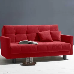 Wohnen Schwarze Möbel|Schlafsofas*Rotes Schlafsofa mit Flachgewebe Bezug - Singuaro