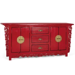 Wohnen Sideboards & Kommoden|Wohnzimmerschränke*Rotes Sideboard im Asia Style - Iscian