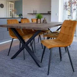 Wohnen Räuchereiche Tisch & 6 Stühle - Alouis (siebenteilig)