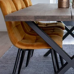 Wohnen Räuchereiche Tisch & 6 Stühle - Alouis (siebenteilig)