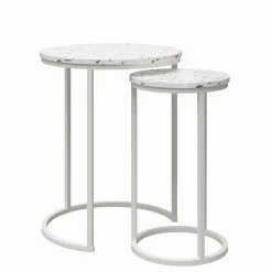 Wohnen Telefontische*Runde Beistelltische in Terrazzo Optik - Genns (zweiteilig)