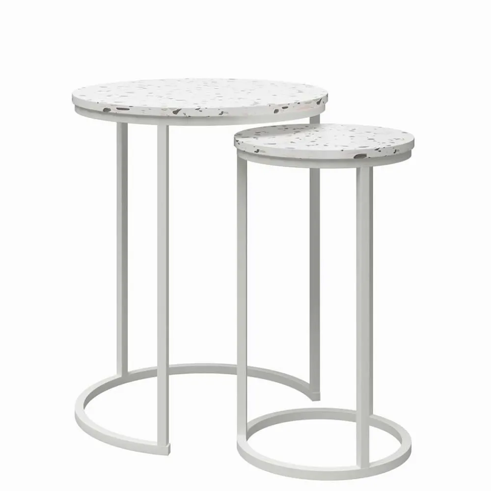 Wohnen Telefontische*Runde Beistelltische in Terrazzo Optik - Genns (zweiteilig)