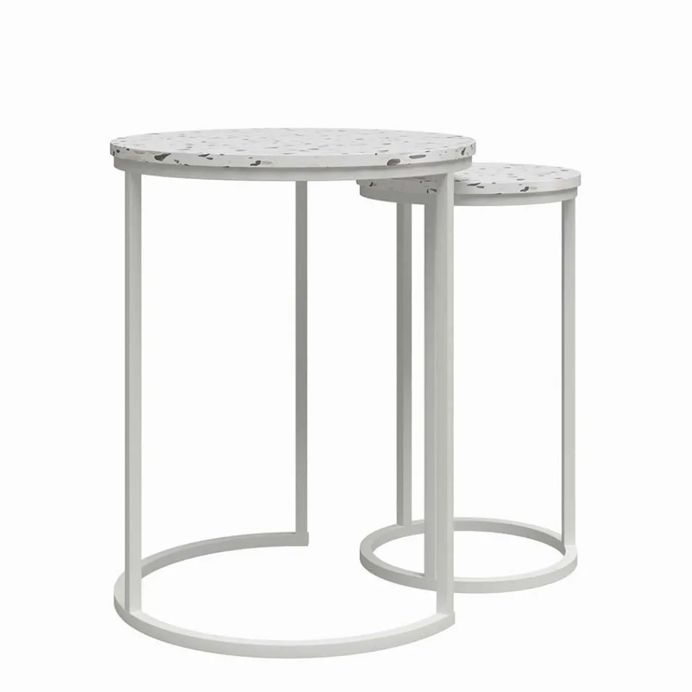Wohnen Telefontische*Runde Beistelltische in Terrazzo Optik - Genns (zweiteilig)