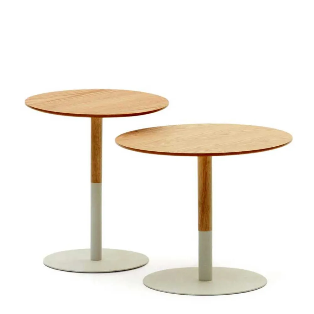 Wohnen Skandinavische Möbel|Couchtisch*Runde Beistelltische zweifarbig - Linuselia (zweiteilig)