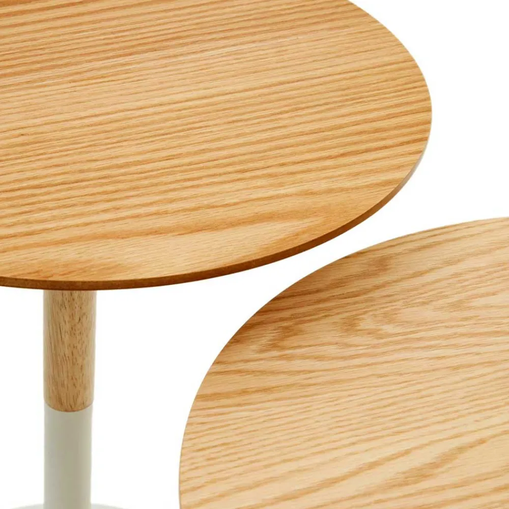 Wohnen Skandinavische Möbel|Couchtisch*Runde Beistelltische zweifarbig - Linuselia (zweiteilig)