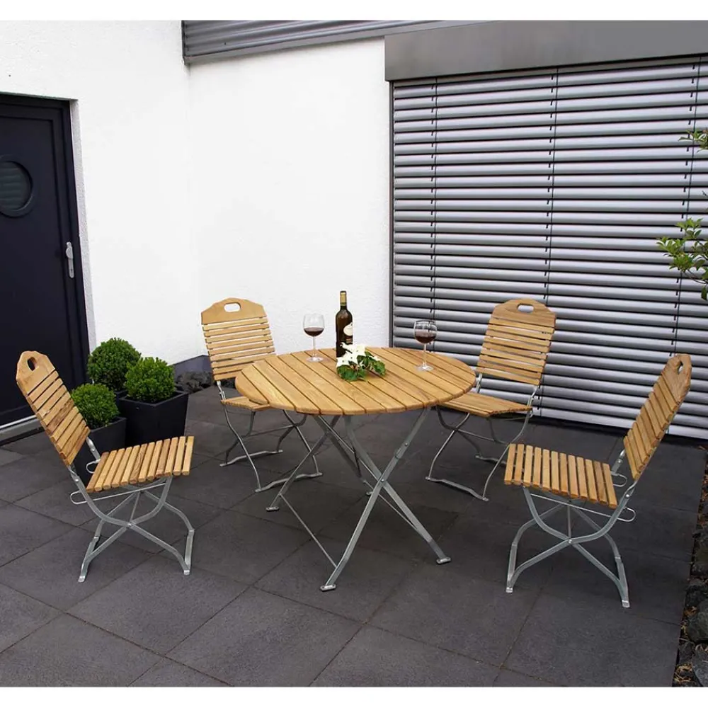 Wohnen Runde Biergarten Garnitur Set - Sebastianna (fünfteilig)