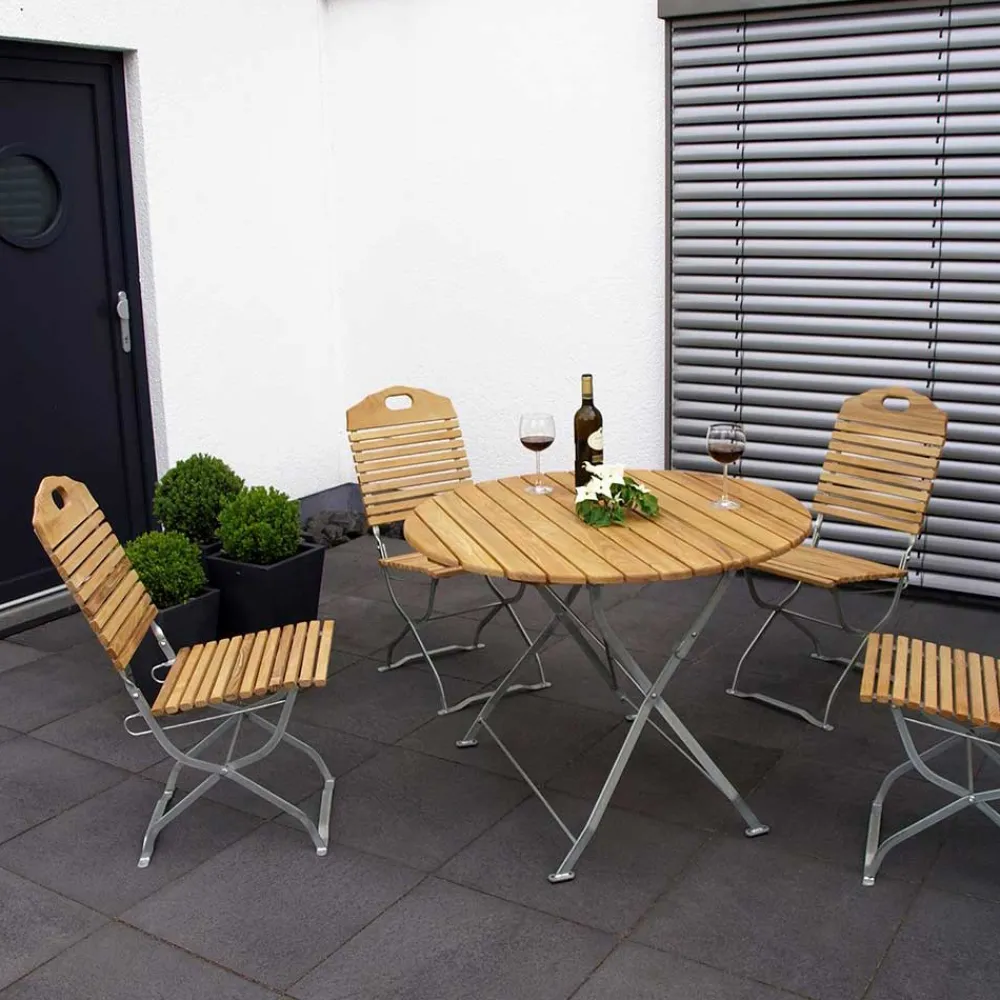 Wohnen Runde Biergarten Garnitur Set - Sebastianna (fünfteilig)