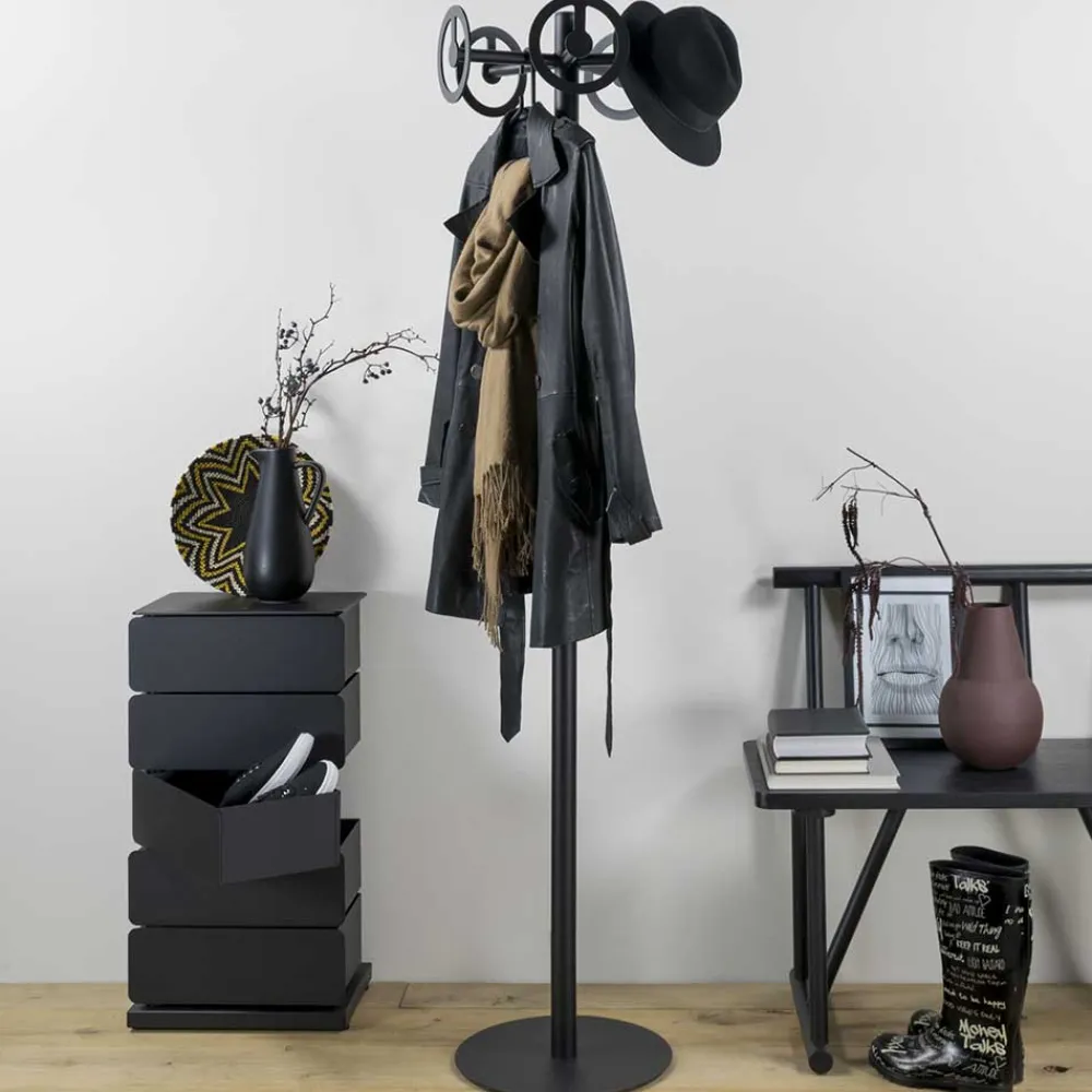 Wohnen Runde Design Standgarderobe mit 5 Haken - Oladrios