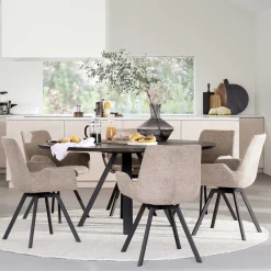 Wohnen Küchen-Essgruppen|Jugend-Sitzgruppen*Runde Essgruppe für 6 Personen - Malinsa (siebenteilig)