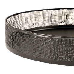 Wohnen Runde Metalltabletts in Schwarz - Kreta (zweiteilig)