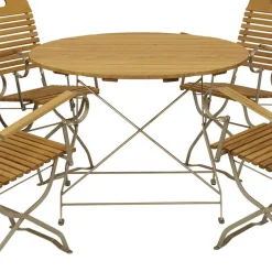 Wohnen Metall-Gartenmöbel|Sitzgruppe*Runde Tischgruppe für den Garten - Champagne (fünfteilig)