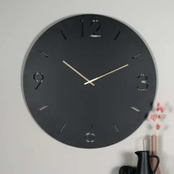 Wohnen Runde Uhr in Schwarz - Santorina