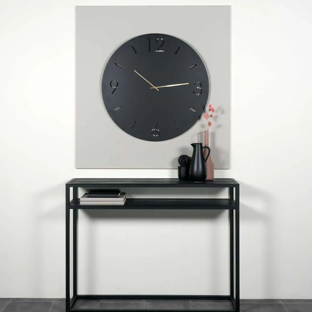 Wohnen Runde Uhr in Schwarz - Santorina