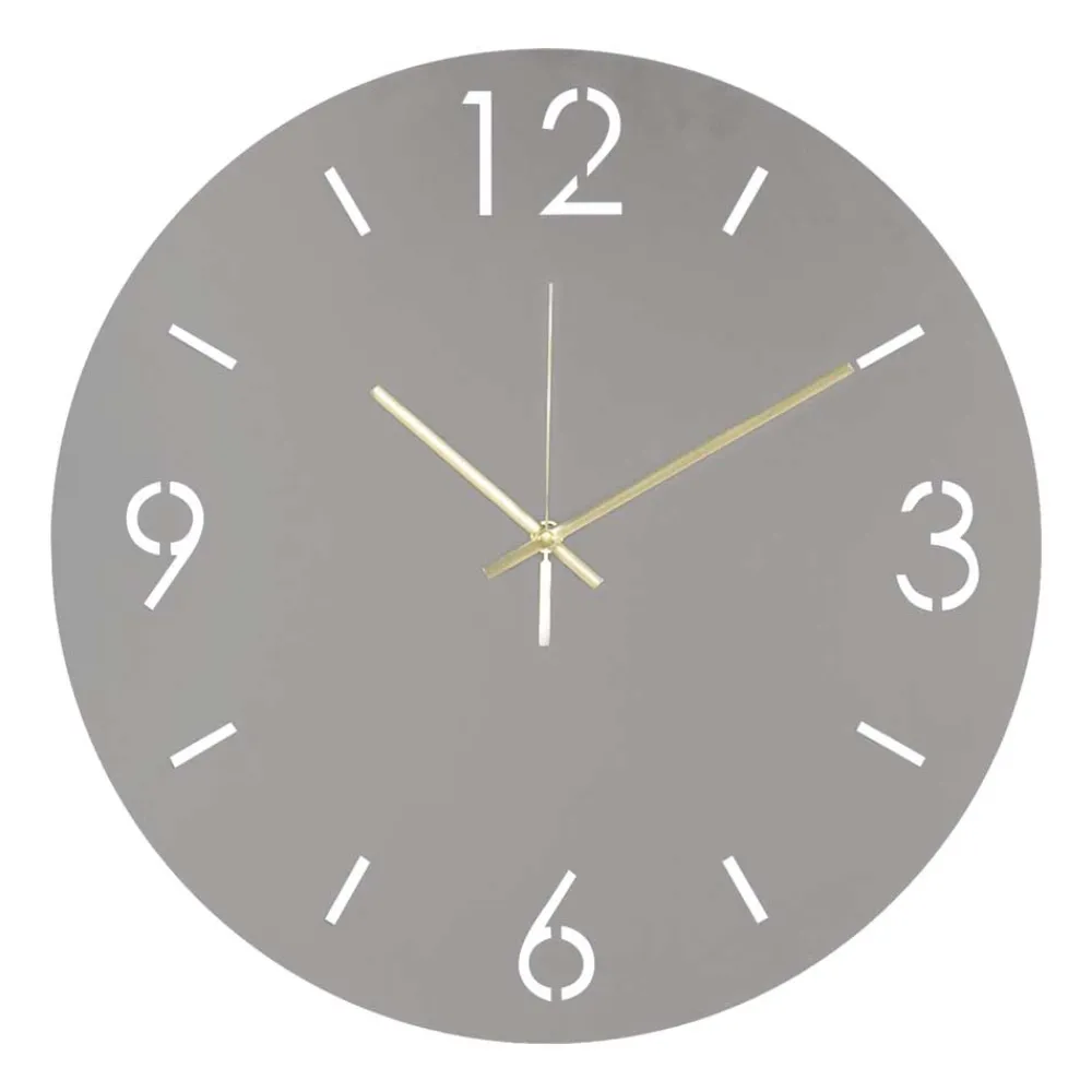 Wohnen Runde Uhr in Taupe aus Stahl - Bombasti