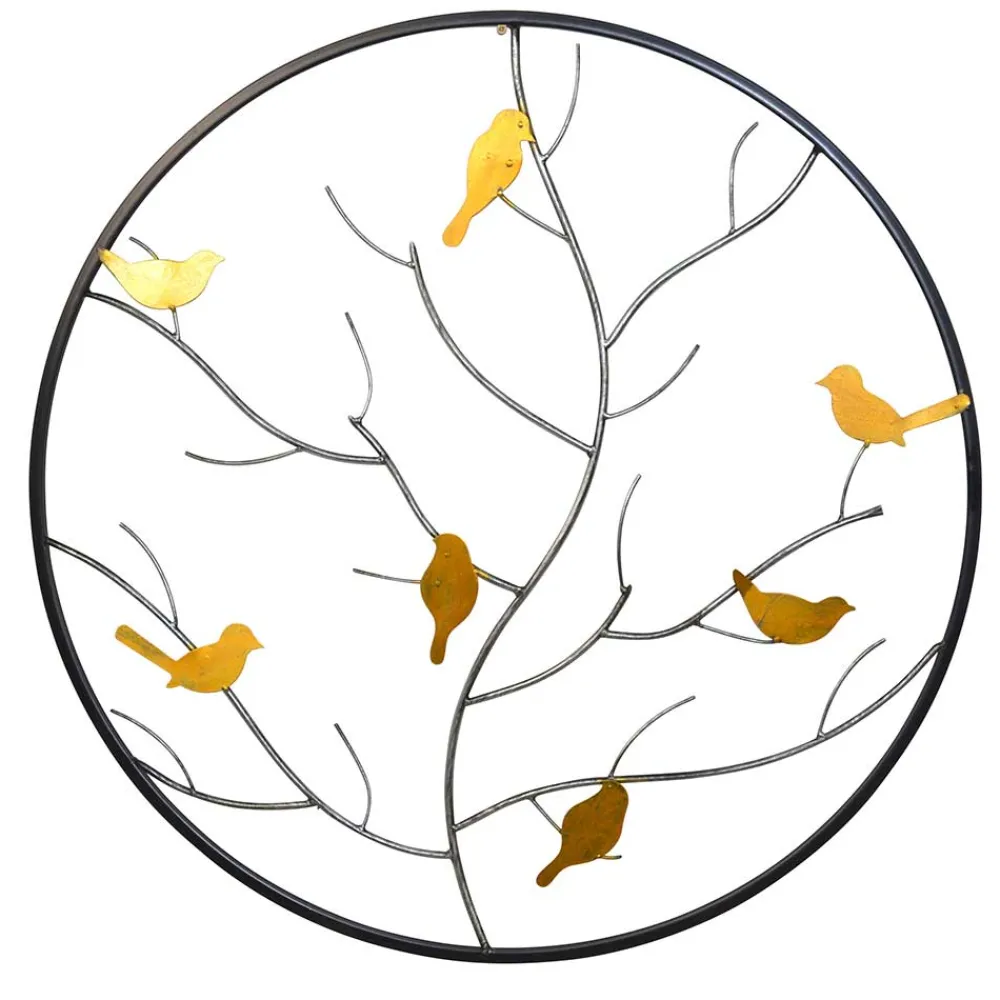 Wohnen Wandbilder*Runde Wanddeko Baum mit Vögeln - Azucar
