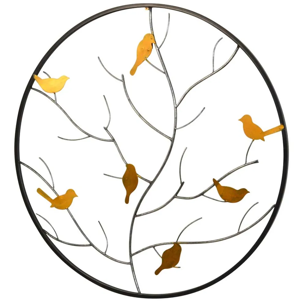 Wohnen Wandbilder*Runde Wanddeko Baum mit Vögeln - Azucar