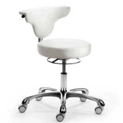 Wohnen Runder Arbeitshocker mit Lehne in Weiß Kunstleder - Mosari