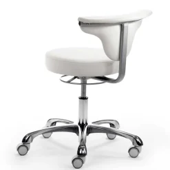 Wohnen Runder Arbeitshocker mit Lehne in Weiß Kunstleder - Mosari