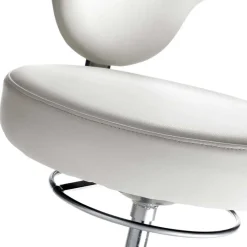 Wohnen Runder Arbeitshocker mit Lehne in Weiß Kunstleder - Mosari