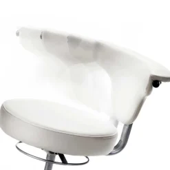 Wohnen Runder Arbeitshocker mit Lehne in Weiß Kunstleder - Mosari