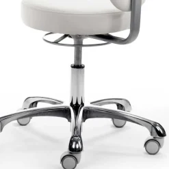 Wohnen Runder Arbeitshocker mit Lehne in Weiß Kunstleder - Mosari