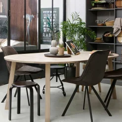 Wohnen Runder Ausziehtisch in Eiche Bianco - Guern