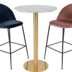 Wohnen Bartische*Runder Bartisch in Marmor Optik & Gold - Vinarios