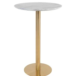 Wohnen Bartische*Runder Bartisch in Marmor Optik & Gold - Vinarios