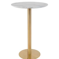Wohnen Bartische*Runder Bartisch in Marmor Optik & Gold - Vinarios