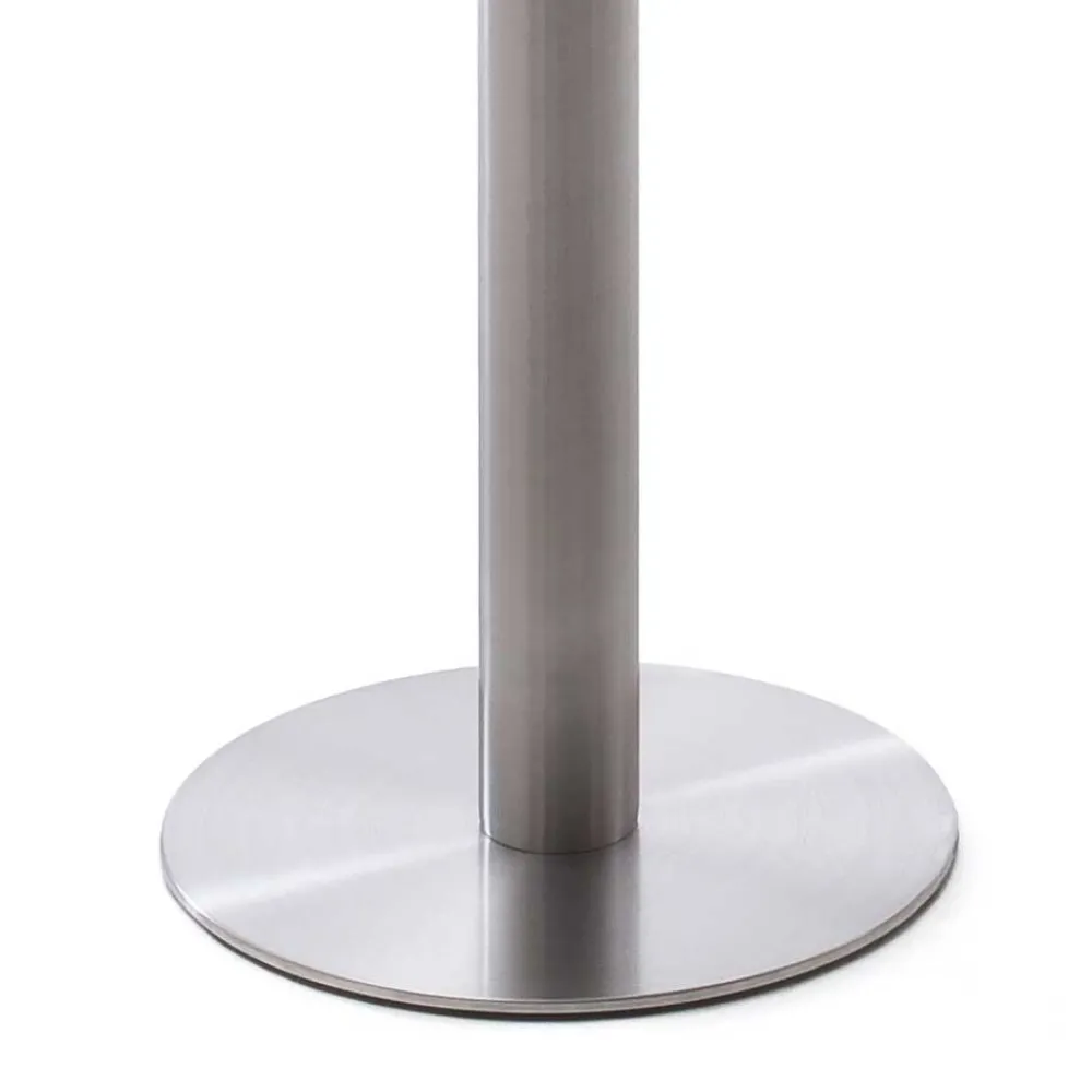 Wohnen Runder Bartisch mit weißer Glasplatte Shaky & Edelstahlfuß